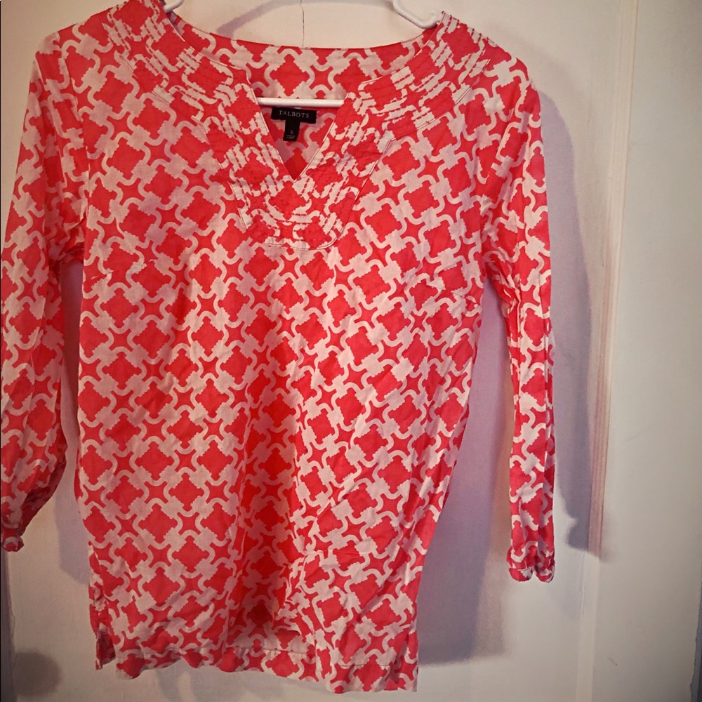 Talbots size small multi color red orange shirt